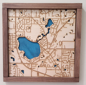 Layered Wood Custom Topography Map