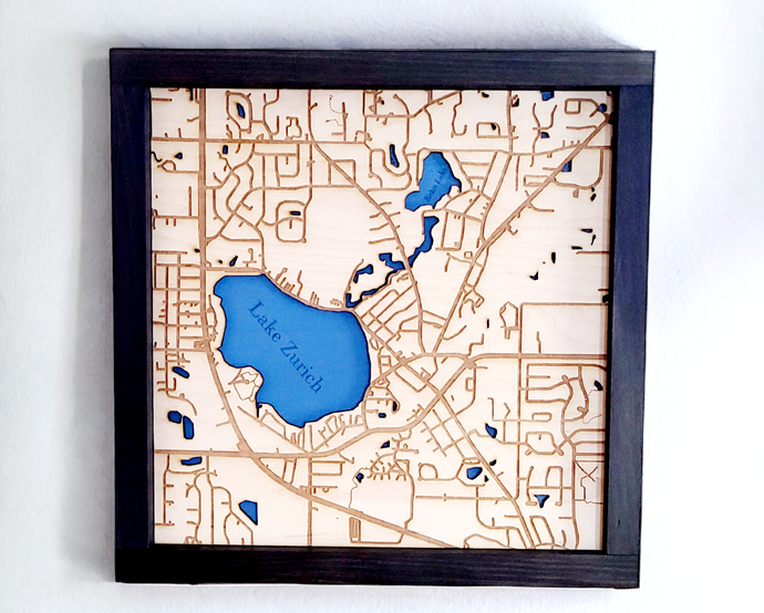 Layered Wood Topography Map of Your town