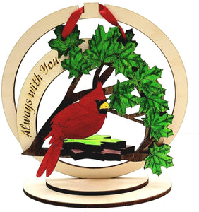 Wood Laser Cut Cardinal Hanging Ornament