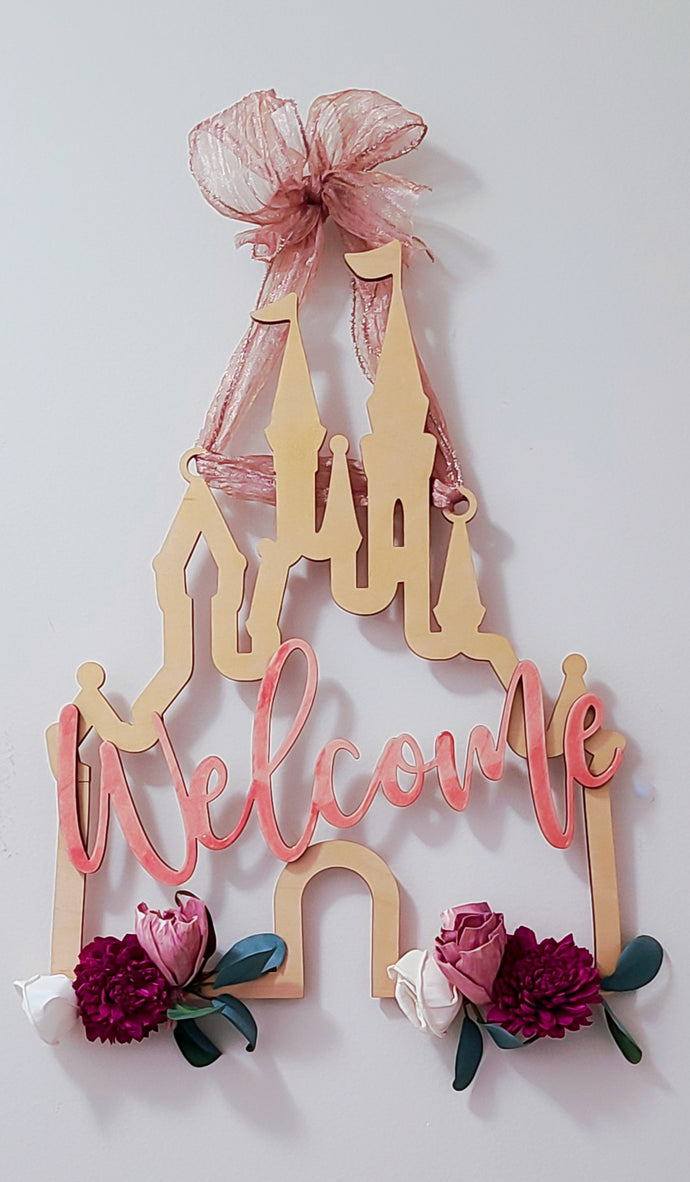 Castle Shabby Chic floral Welcome Hanger - Ginger Custom Boutique