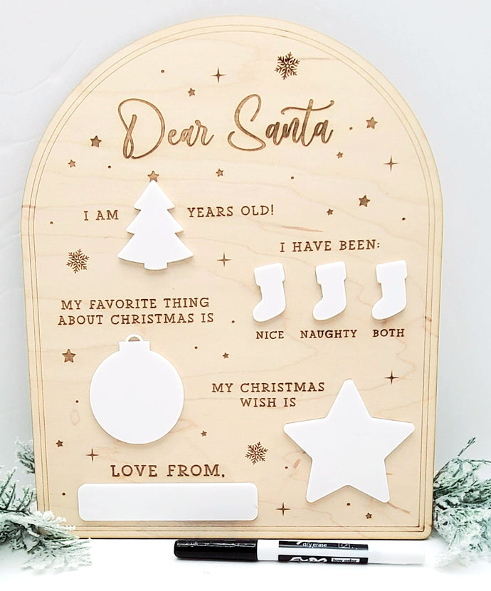 Dear Santa Dry Erase Photo or Christmas Eve prop