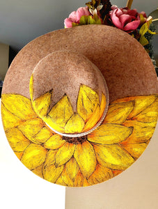 Hand Etched Hand Painted Sunflower Hat